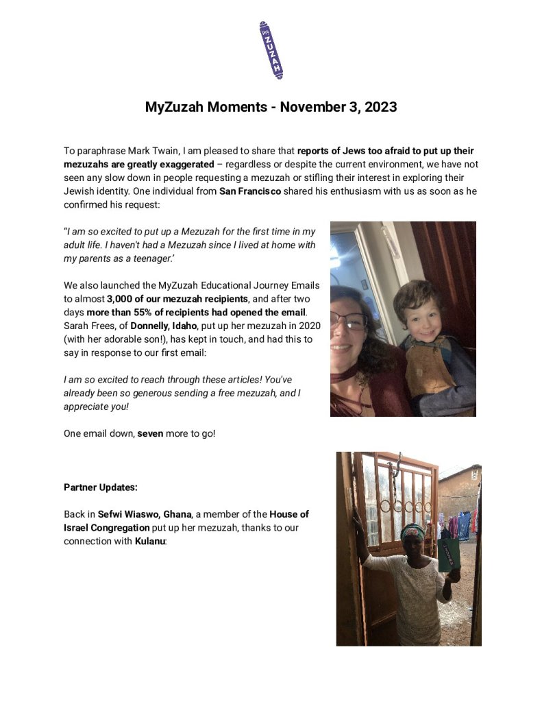 thumbnail of MyZuzah Moments – November 3, 2023